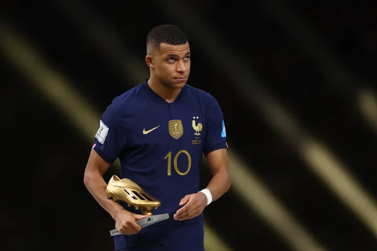France's Kylian Mbappe received the Golden Boot award after his team's loss to Argentina in the World Cup final