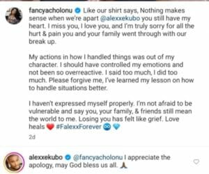 Fancy Acholonu and Alexx Ekubo ends relationship 