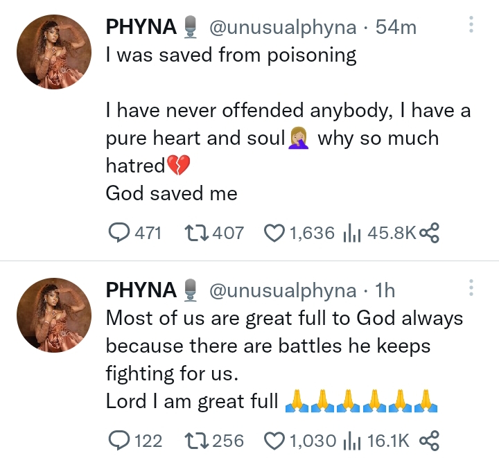 Reality star Phyna Recounts How she almost got poisoned