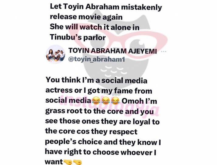 "I am not a social media actress" -  Toyin Abraham Tackles a Twitter user