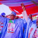 Buhari arrives Lagos for Tinubu's final campaign rally