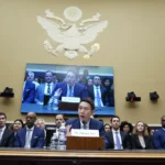 TikTok CEO Shou Zi Chew testifies during a hearing of the House Energy and Commerce Committee, on the platform's consumer privacy and data security practices and impact on children, Thursday, March 23, 2023, on Capitol Hill in Washington. (AP Photo/Alex Brandon)