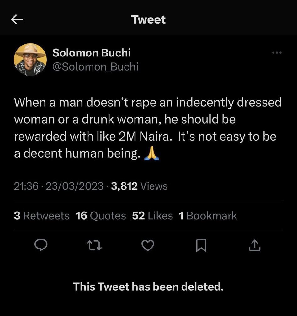 Solomon Buchi tweets 