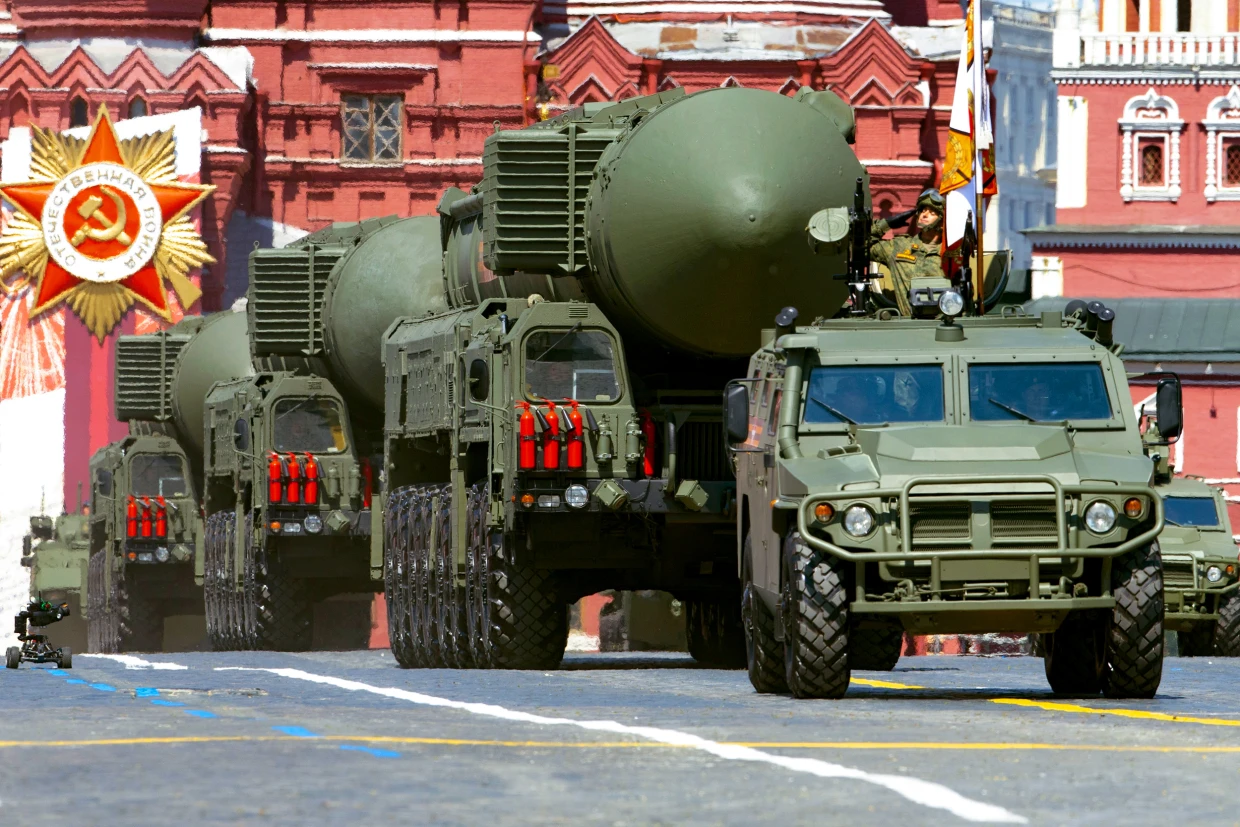 Russian RS-24 Yars ballistic missiles during the Victory Day military parade in Moscow in 2020.Alexander Zemlianichenko / AP file