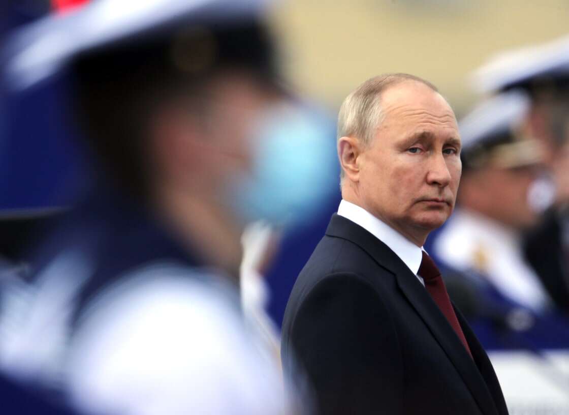 Vladimir Putin at a military parade in Saint Petersburg, Russia, on July 25, 2021.Mikhail Svetlov / Getty Images file