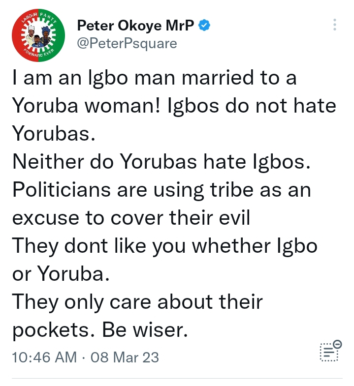 Peter Okoye On Twitter