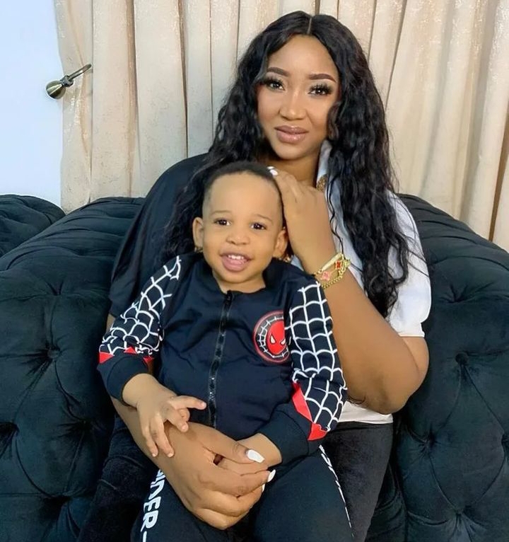 Yul Edochie second wife Judy Austin with their son 