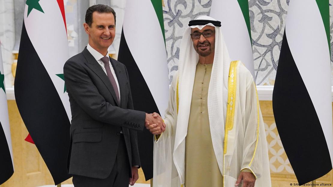 Assad (L.), seen here with UAE President Mohamed bin Zayed Al Nahyan, visited the UAE in March