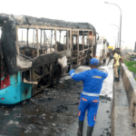 Mob set BRT bus ablaze over death of driver In Lagos