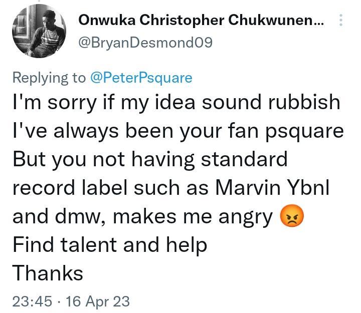 Peter Okoye Via Twitter 
