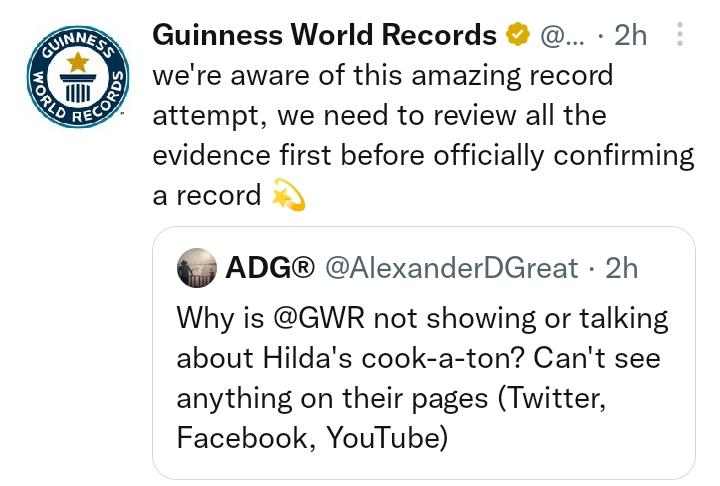 'We have to review all evidences before confirming a record' - Guinness world record To Hilda Bacci