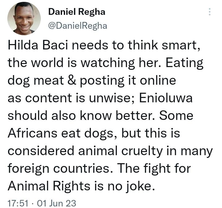 Media personality Daniel Regha Slams Hilda Baci for eating dog meat online (VIDEO)
